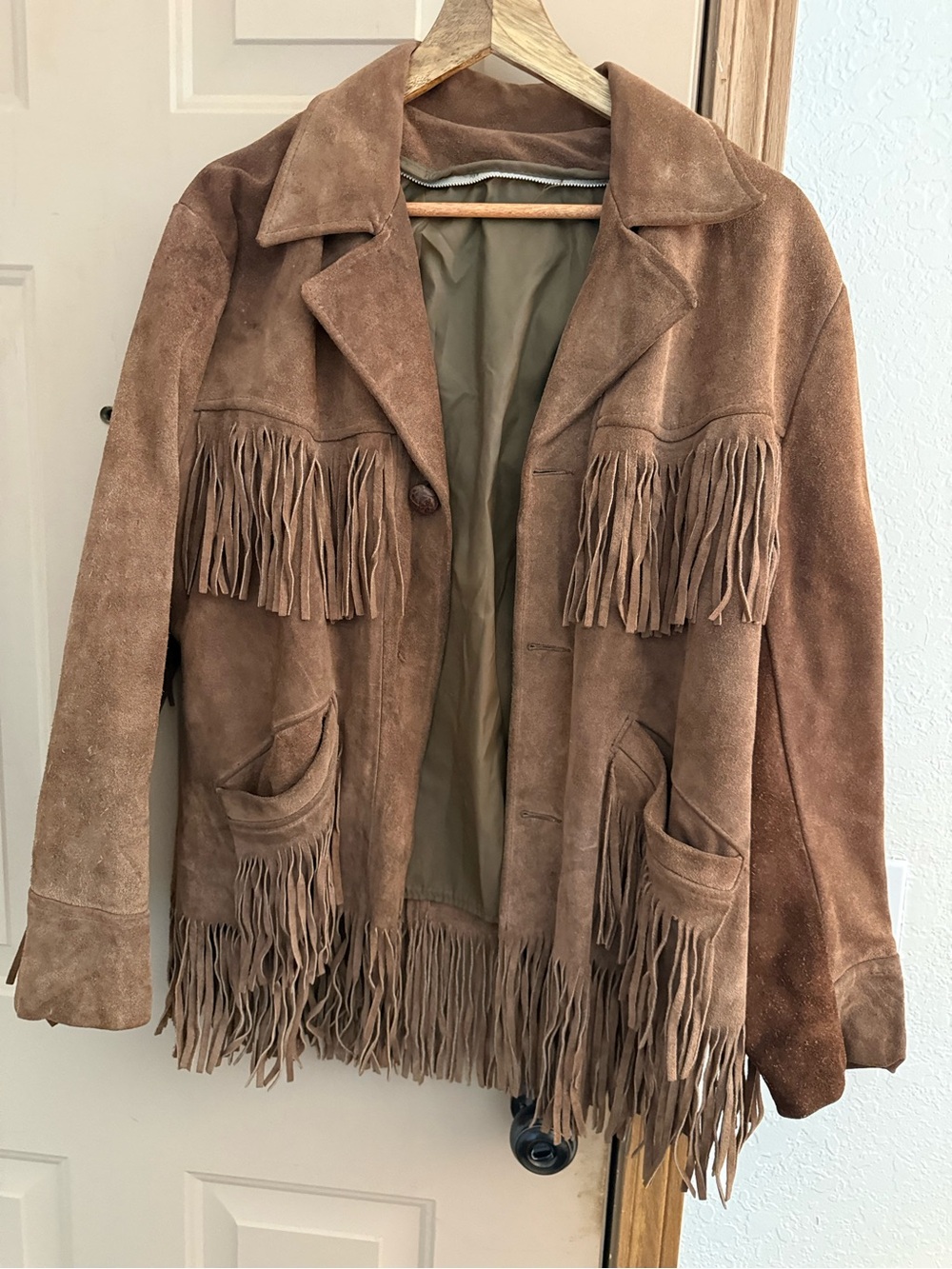 Fringe Suede Jacket - Tan Brown Women's Coat Vintage